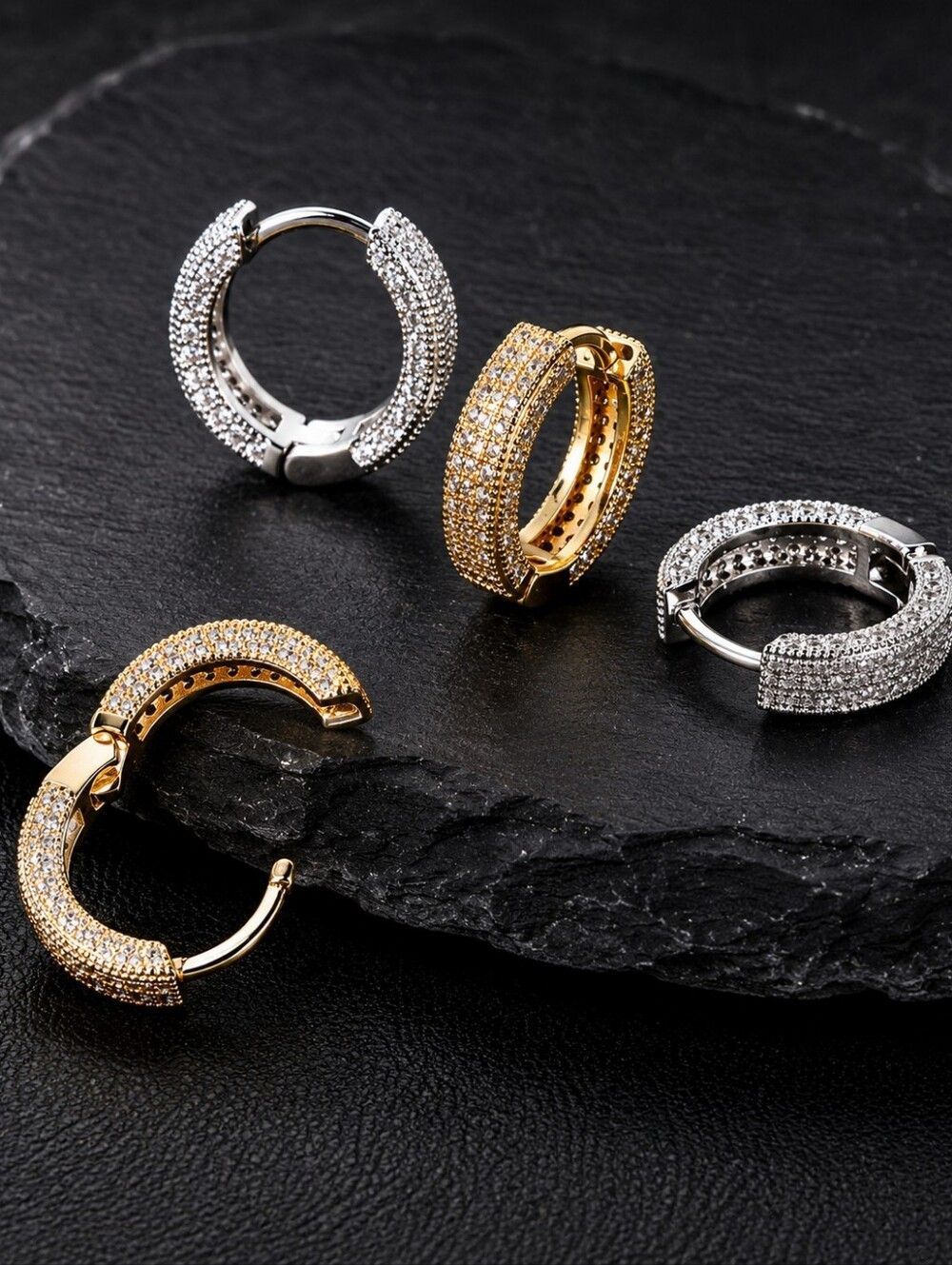 Fully Iced Out Hoop Earrings